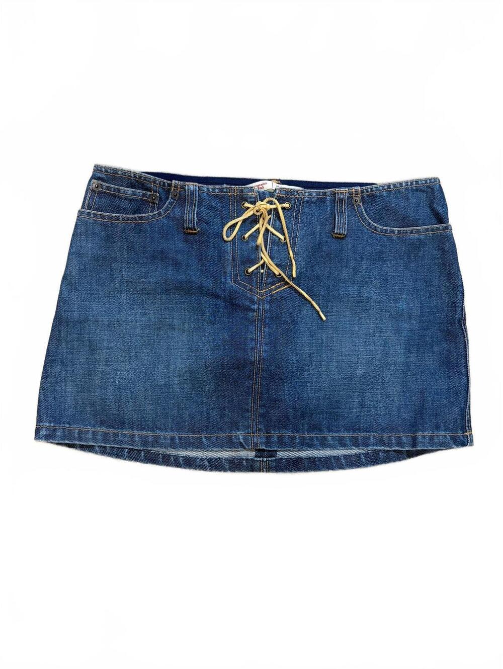Abercrombie & Fitch Skirt Womens Size 4 Blue Denim Y2K Mini Lace-Up Front